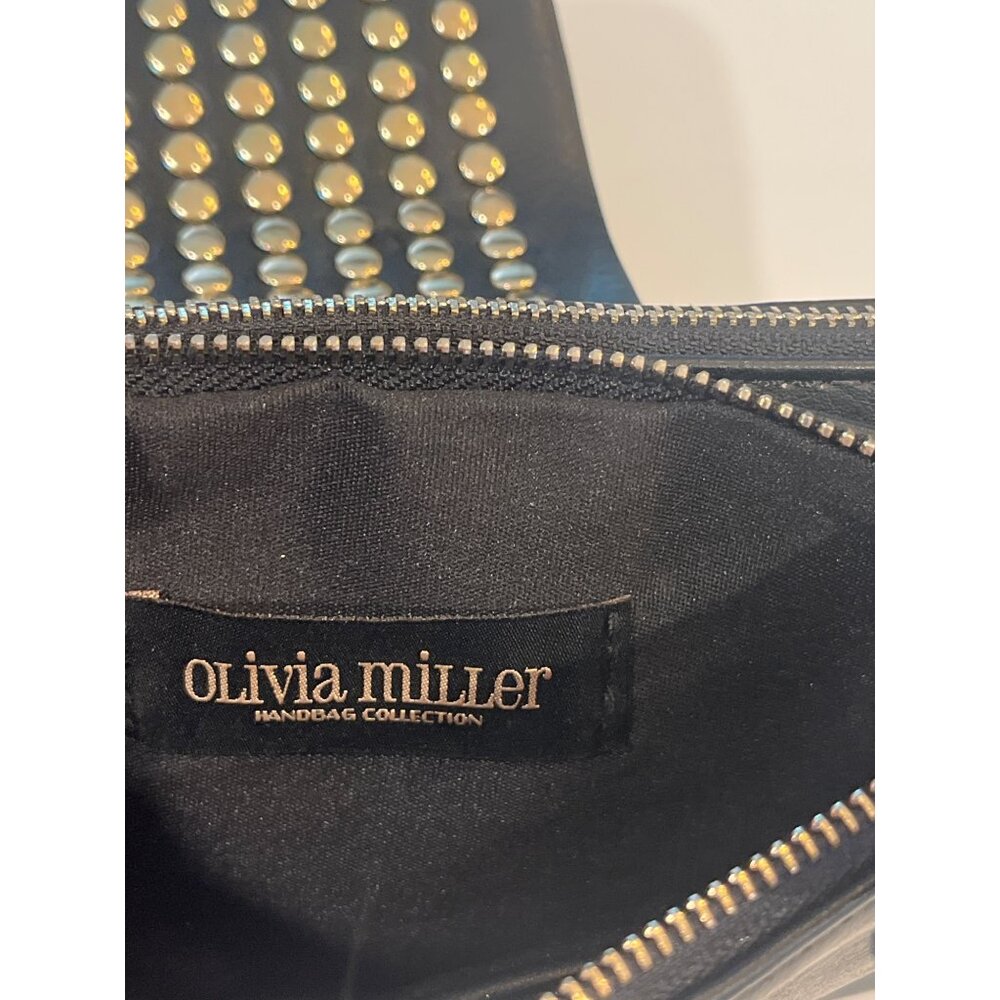 Black Olivia Miller Leather Studded Wristlet With Gold Chain Strap & Zipper Clos - Picture 8 of 10
